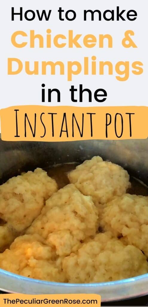 A instant pot filled with fluffy bisquick dumplings.