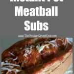A white plate with a sub bread filled with meatballs in marinara sauce and sprinkled with cheese.