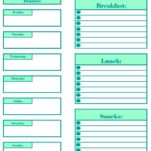A printable pdf document for a weekly meal plan.