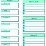 A printable pdf document for a weekly meal plan.