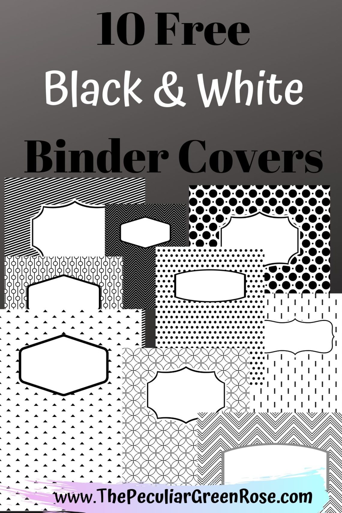 10 Free Variety Black &amp; White Binder Covers - The Peculiar Green Rose