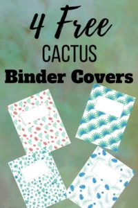 4 different color and design cactus binder covers.