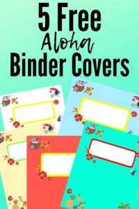 5 Colorful hawaiian themed binder covers.