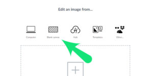 Screenshot of PicMonkey showing where to click on "Blank Canvas".
