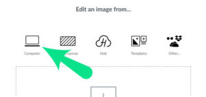 Screenshot of PicMonkey website with an arrow showing where to click on "From Computer".