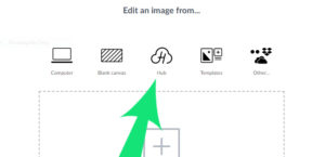 Screenshot of PicMonkey showing where to select a image from your "Hub".
