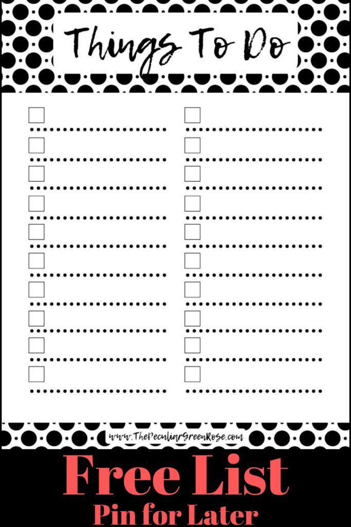 A black and white to do list with check boxes and two columns.