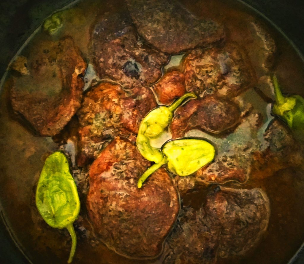 The inside of a Instant Pot with Mississippi Pot Roast with Peppers.