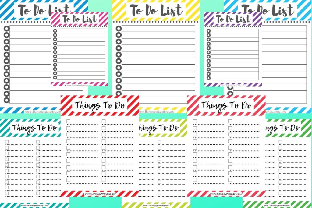 10 Colorful Stripe To do List in two different formats.