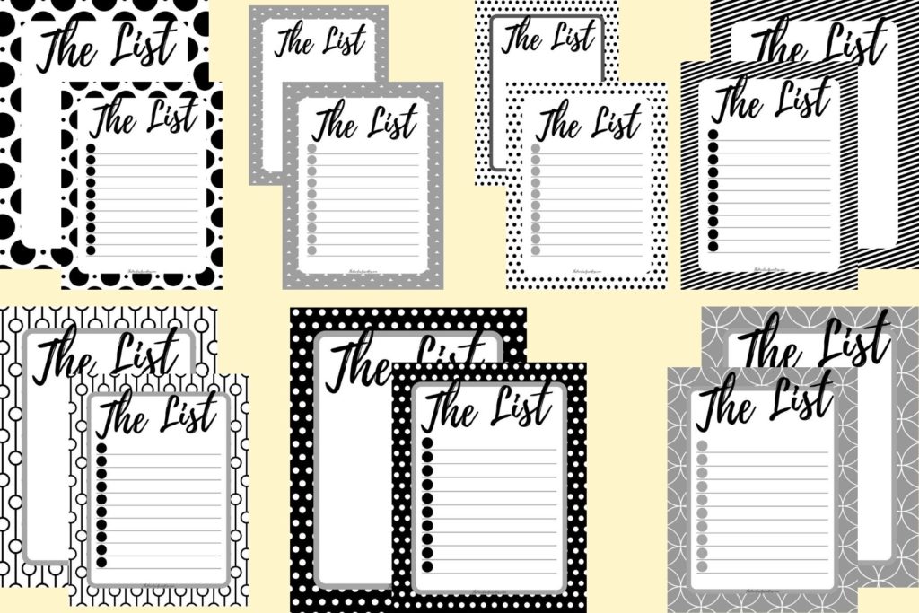 14 Blank Black and White To Do List