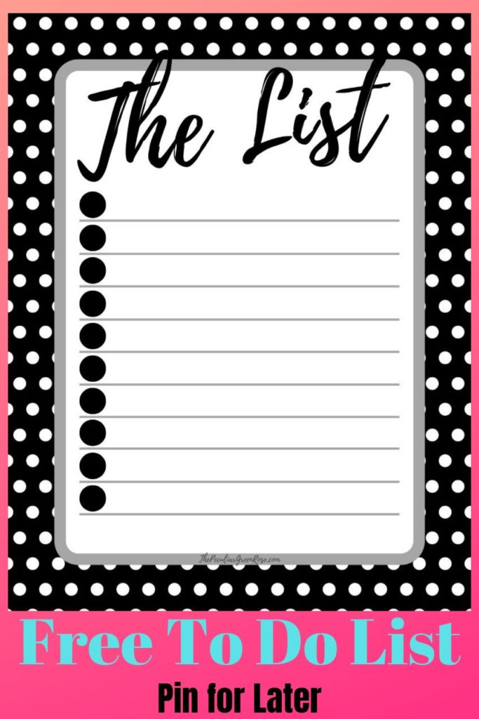 A black and white polka dot to do list.