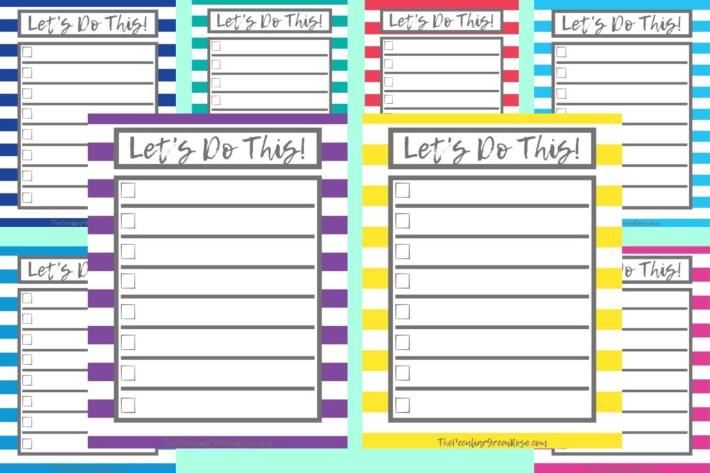 8 colorful stripe to do list with lines for writing.