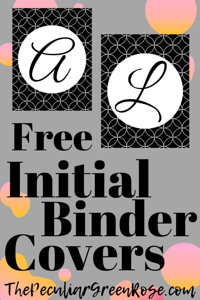 A and L initial binder cover in cursive script and black and white circle design.