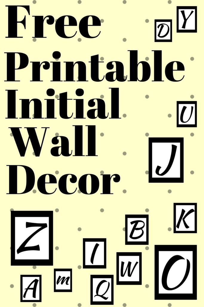 Free printable initial wall decor solid black in a black frame.