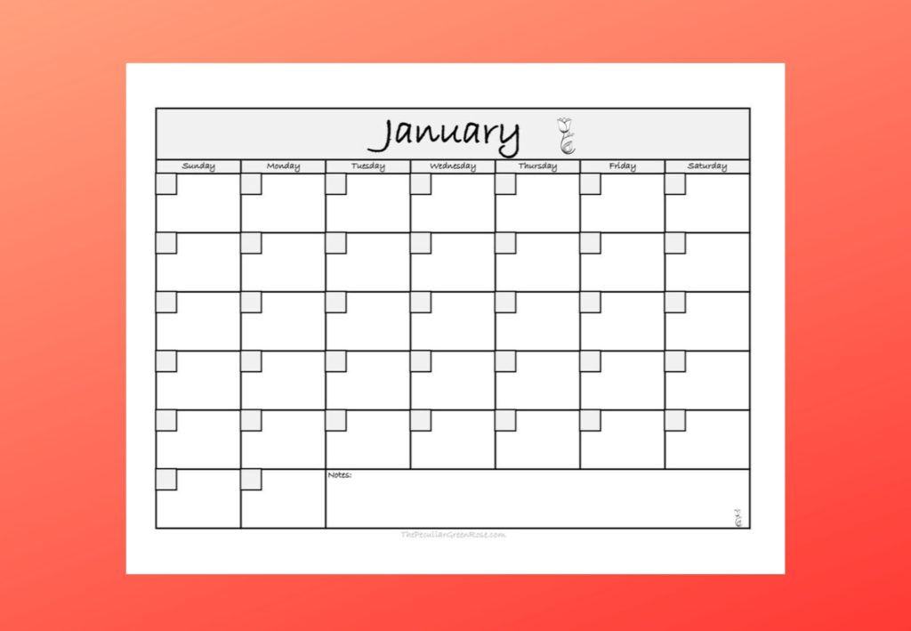 a january black and white calendar pdf