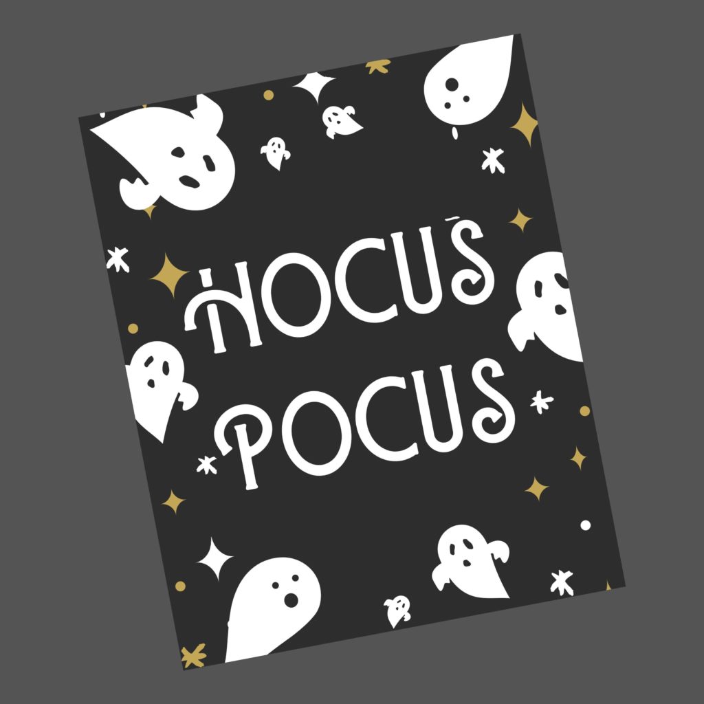 Black hocus pocus printable with ghosts