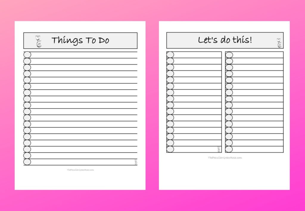 Black and white to do list printable pdfs.