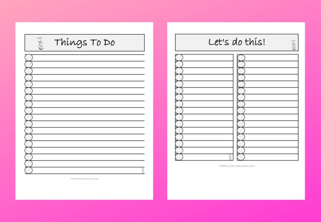 Black and white to do list printable pdfs.