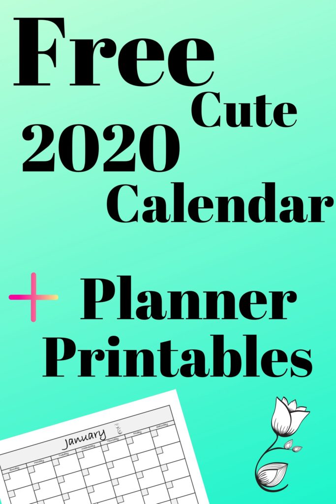 A black and white 2020 calendar printable pdf.