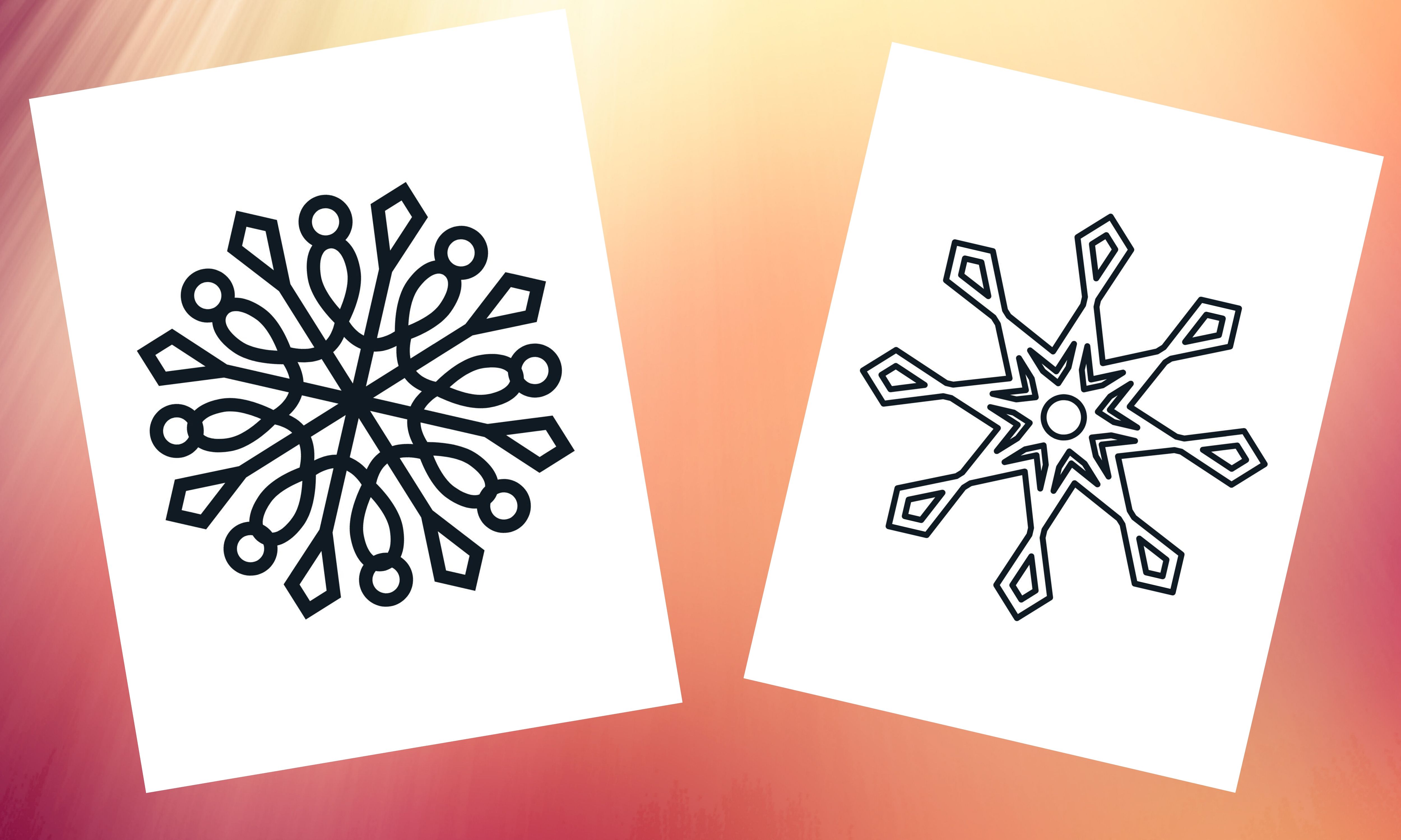 Simple black and white snowflake templates to trace