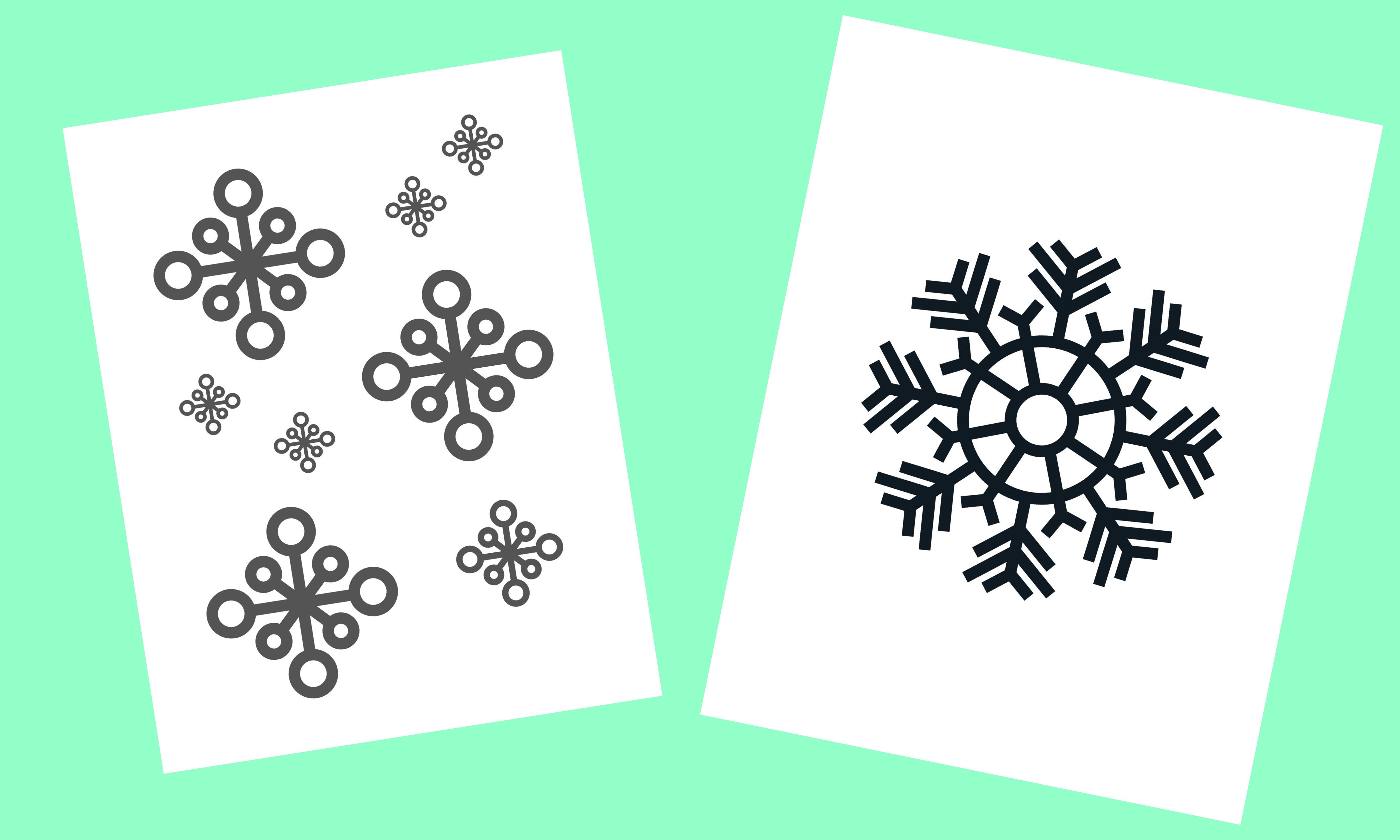 small and large snowflakes to color