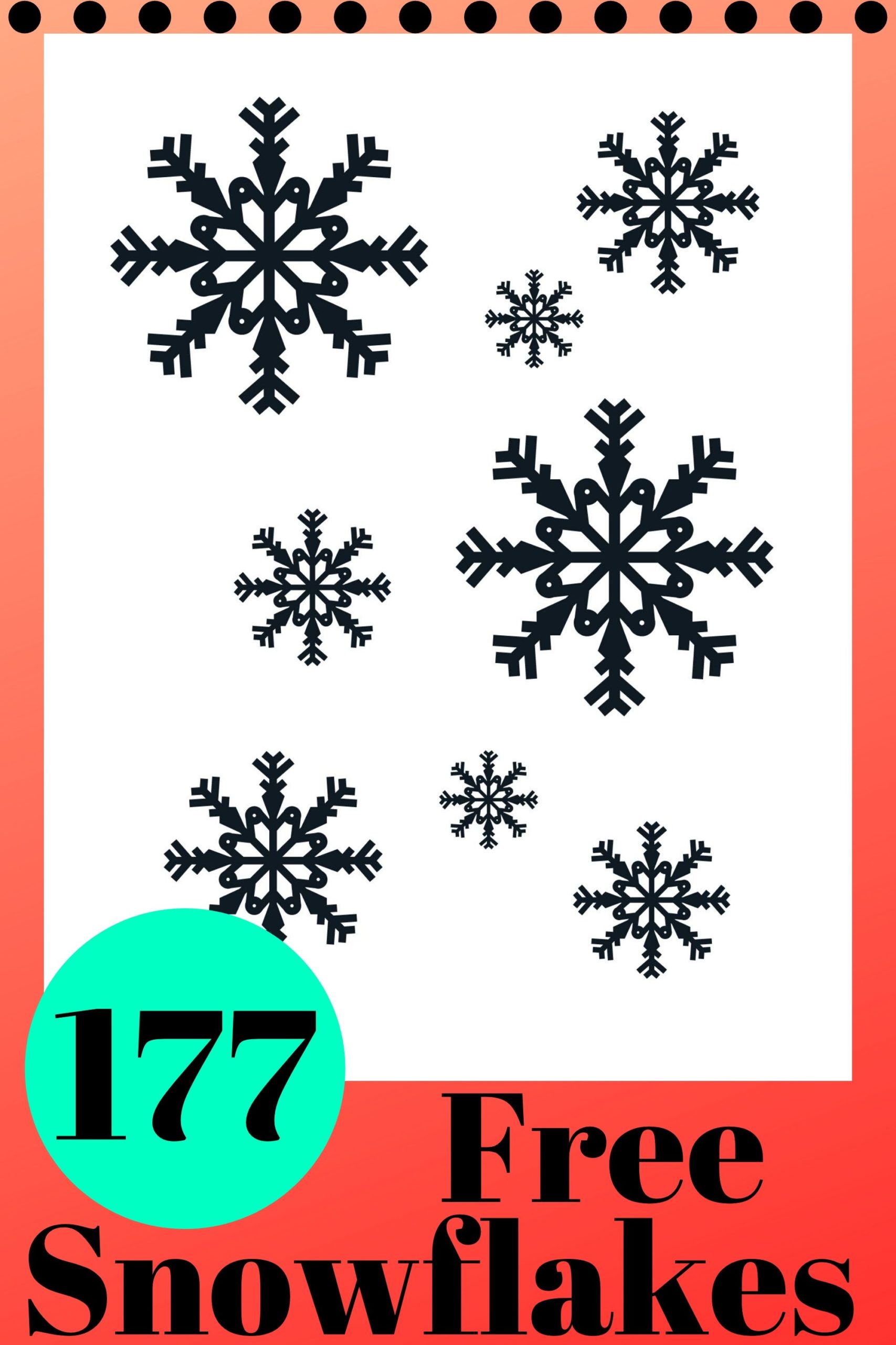 A 8.5" x 11" white page with 8 snowflake designs on it in sizes small, medium, and large in black ink.