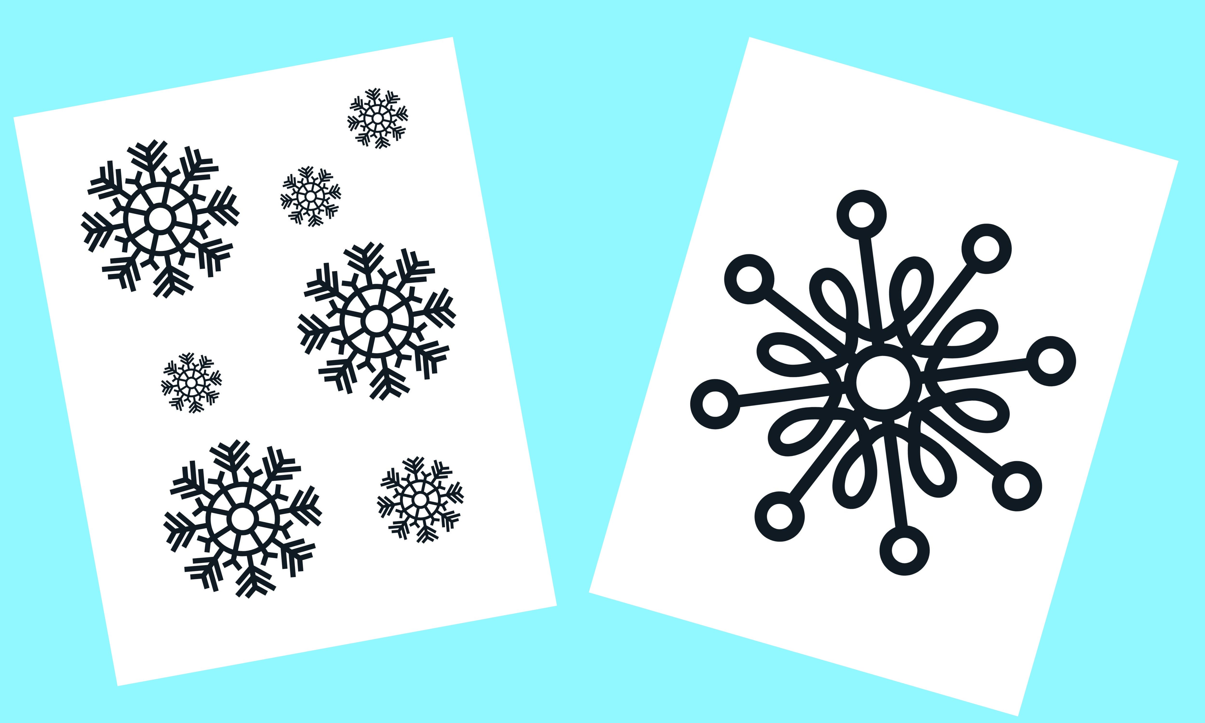 black and white paper snowflakes to trace