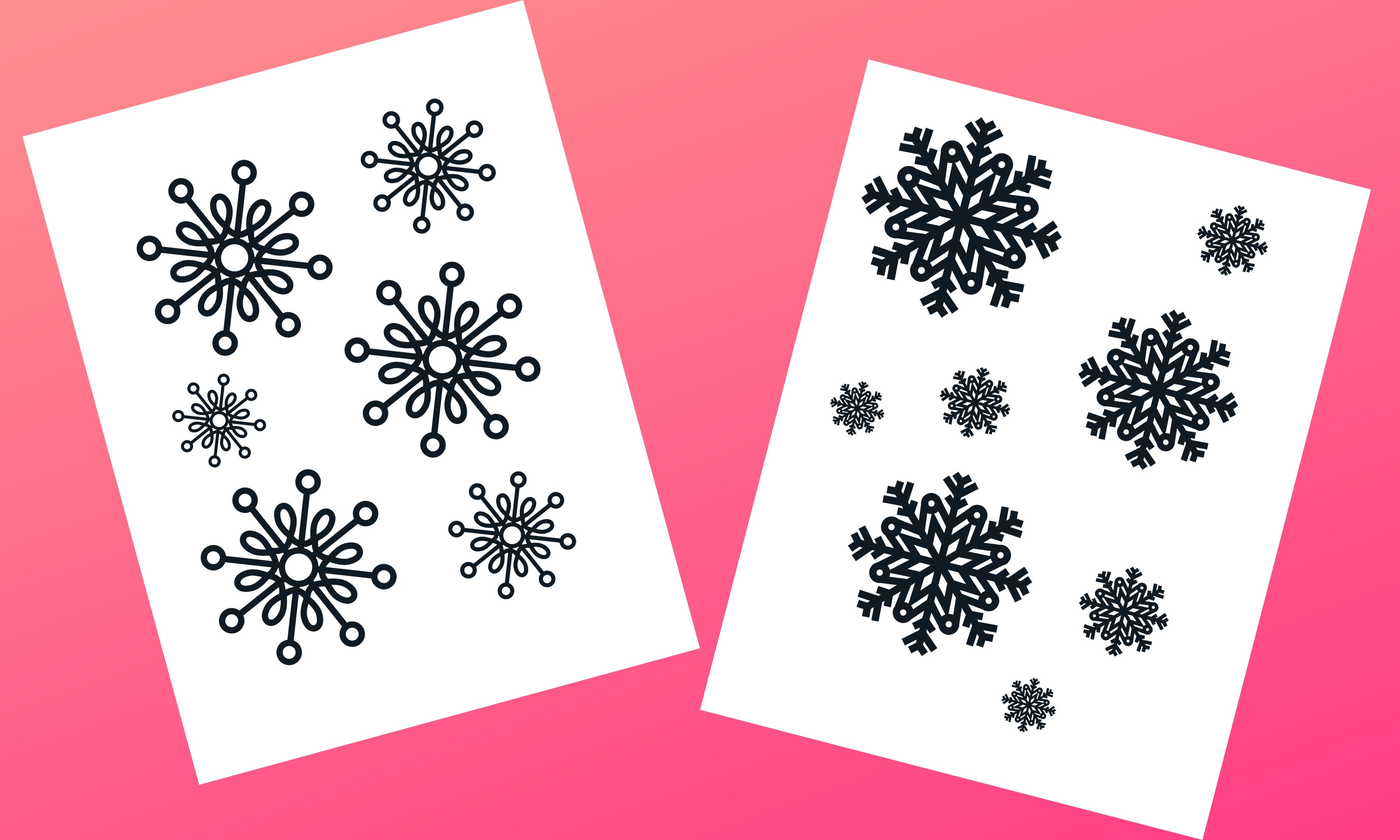 Black and white small design snowflakes