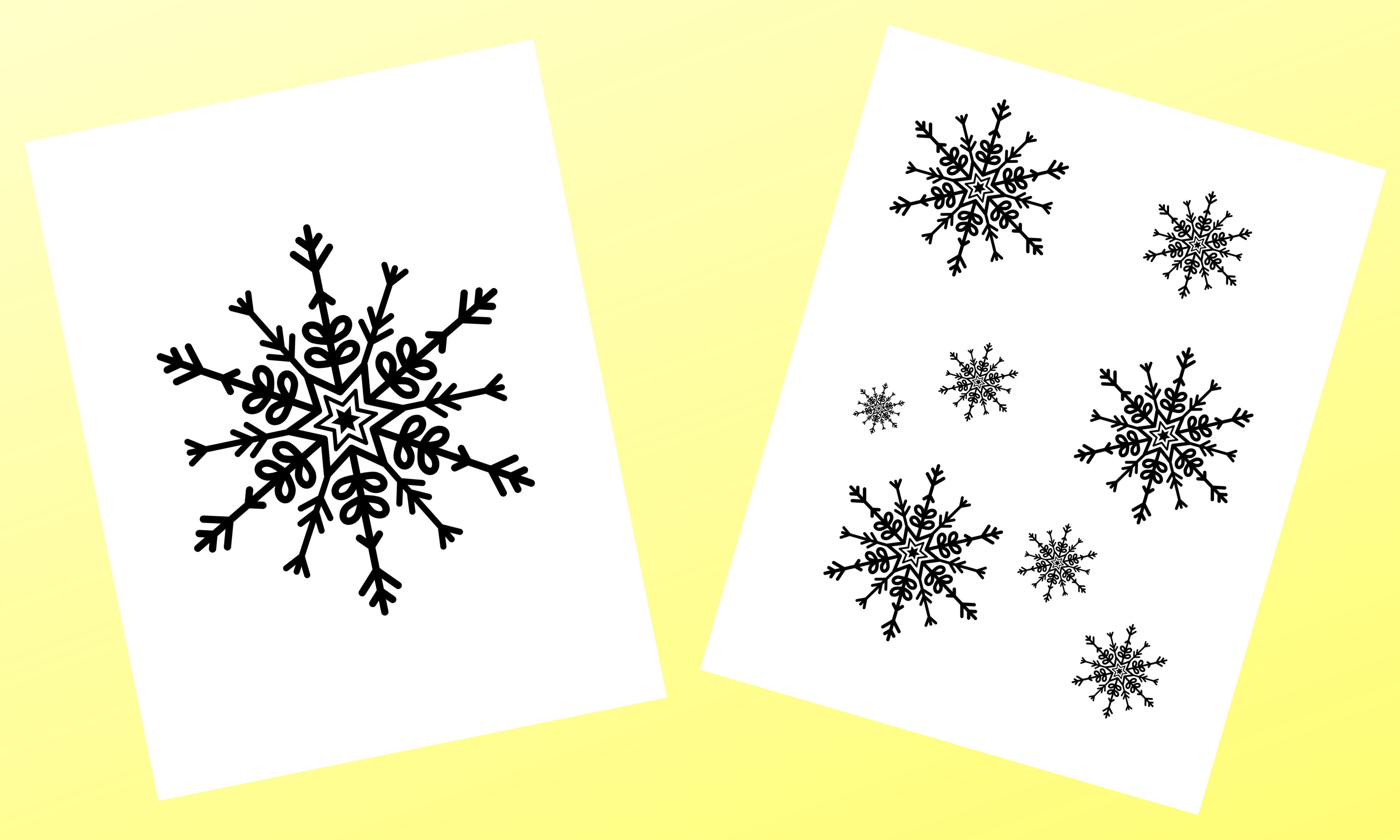 Large and small unique snowflake templates