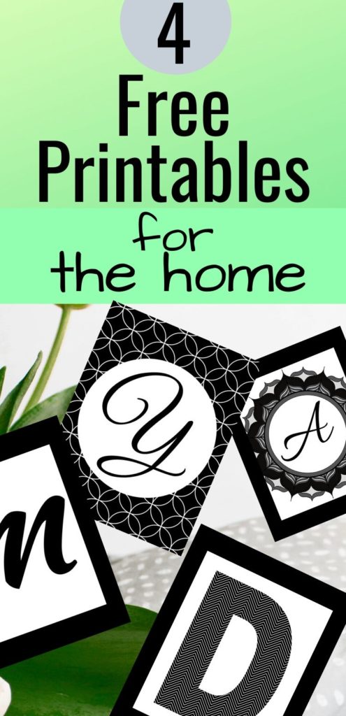 4 different designs of initial wall printables to frame
