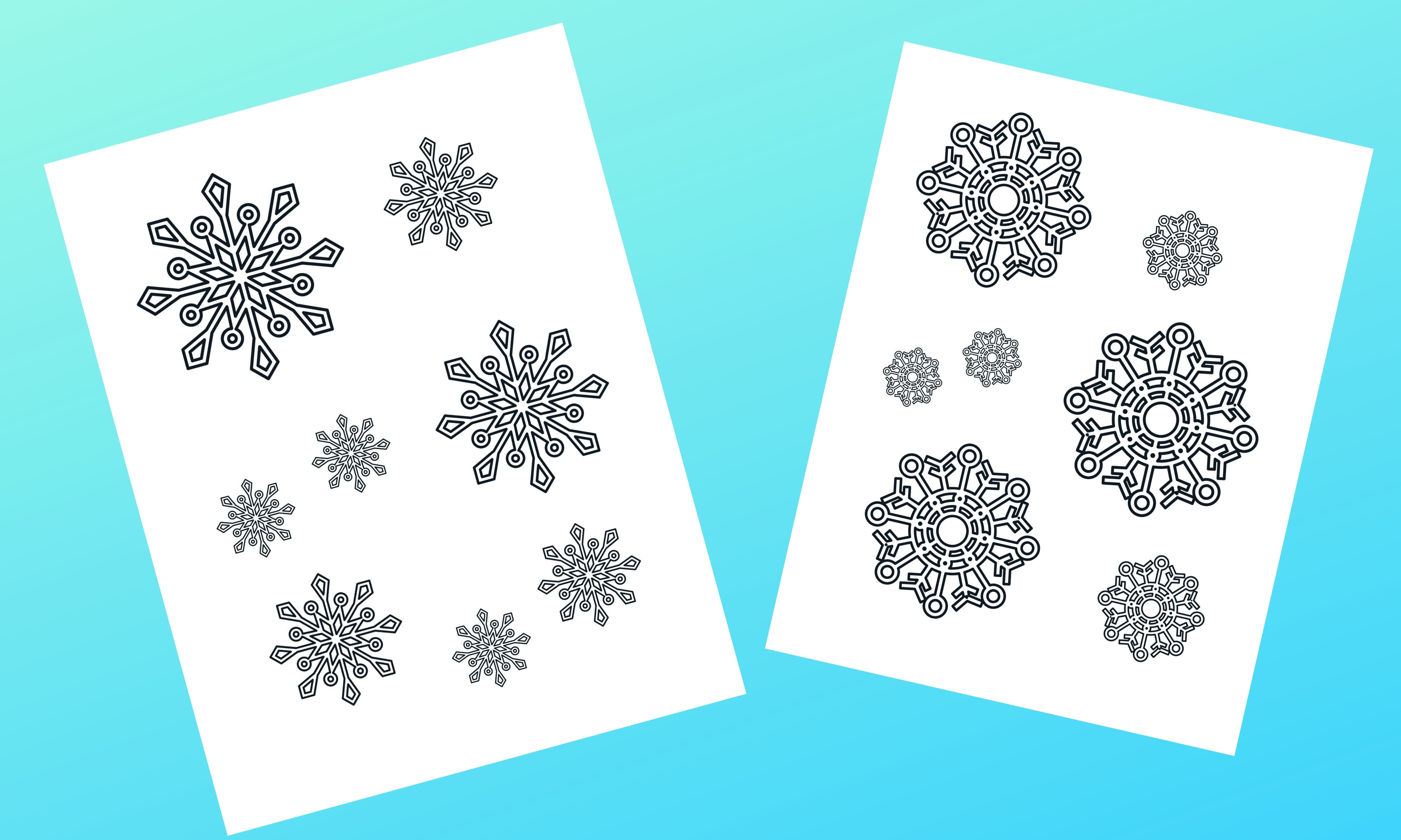 Small snowflake coloring pages black and white