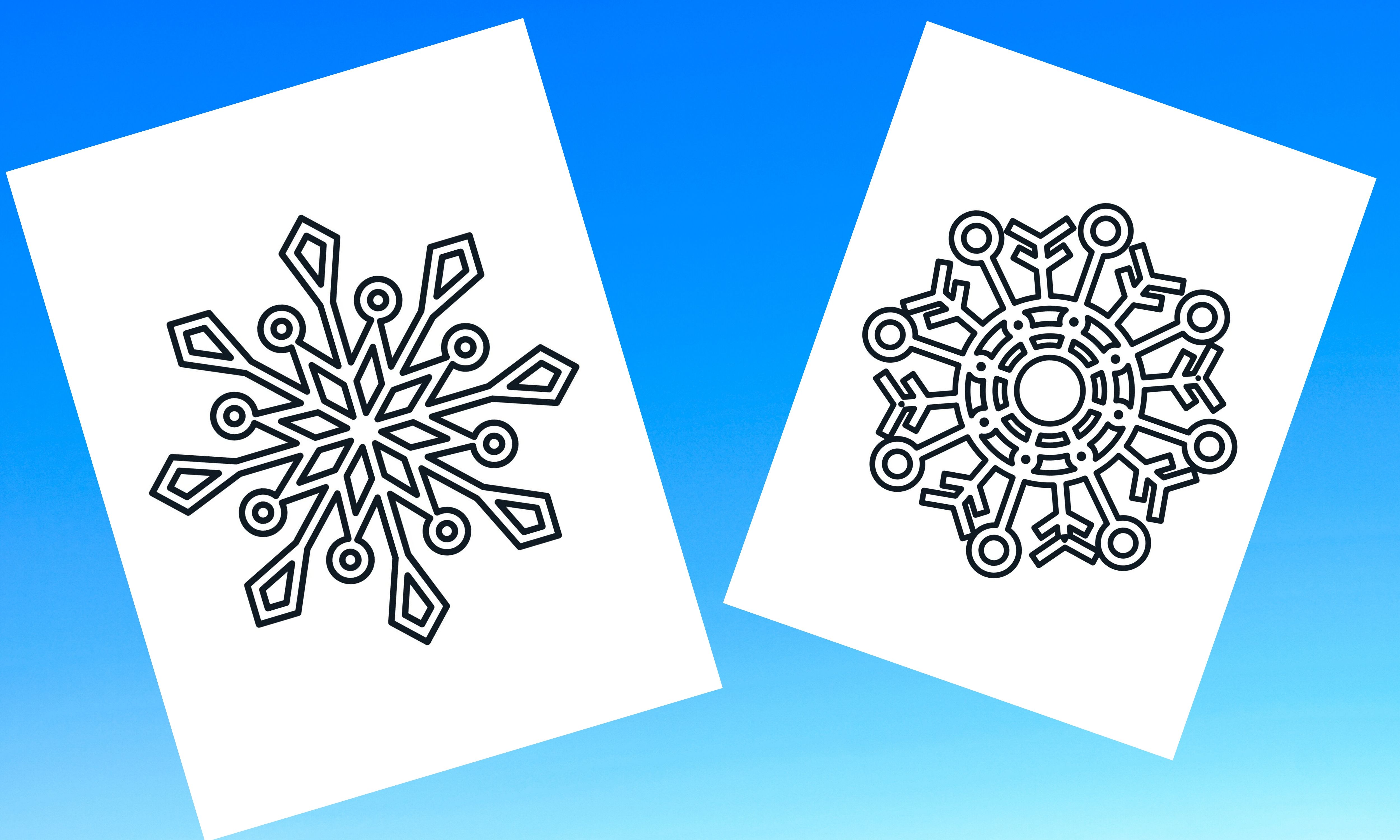 Black and white large snowflake coloring pages