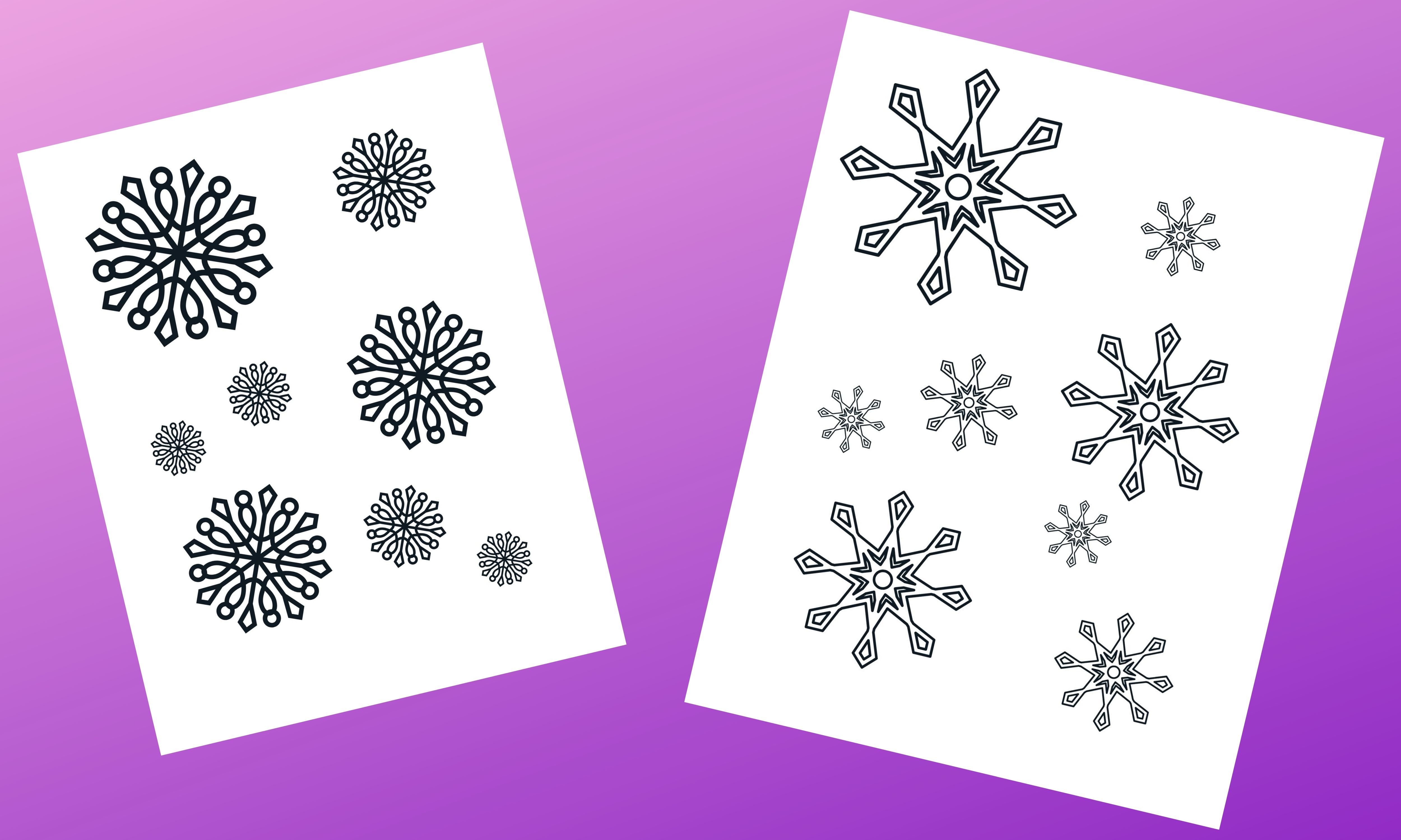 black and white printable frozen Christmas snowflakes