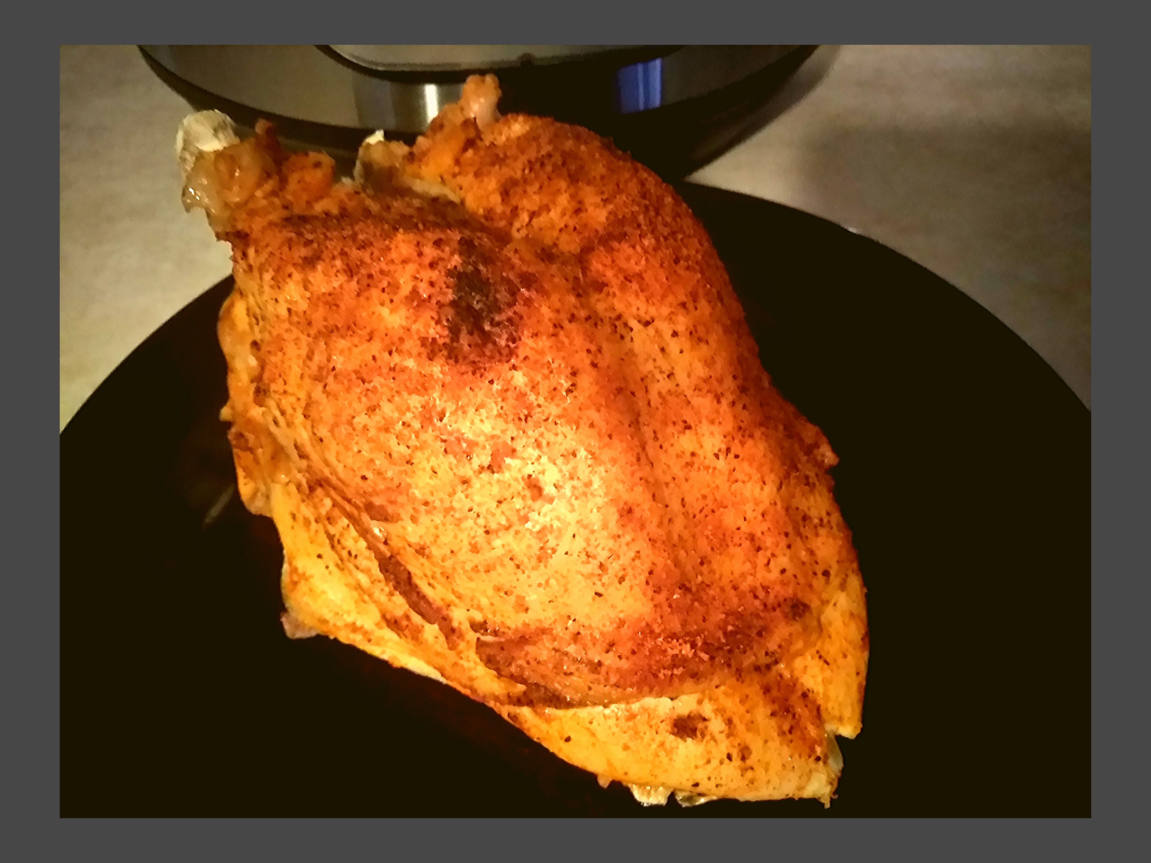 Turkey breast after broiling for 5 minutes to get crispy skin.