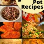 Instant Pot baked potato, black eyed peas, shrimp fajitas, chicken breast, chicken lo mein, mashed potatoes, and pork chops.