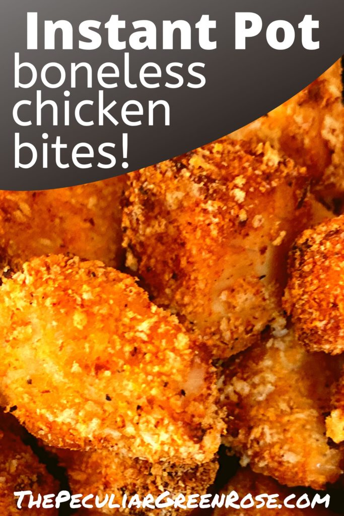A close up picture of panko breaded boneless chicken bites.