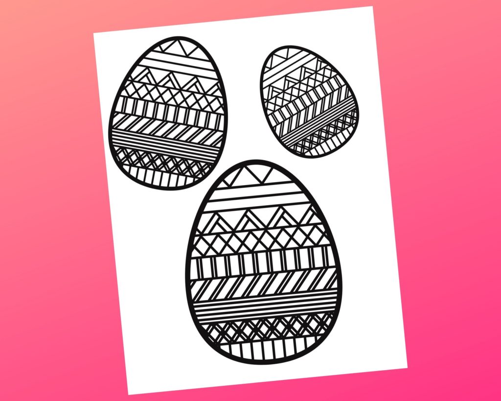 A black and white intricate easter egg coloring page for adults.