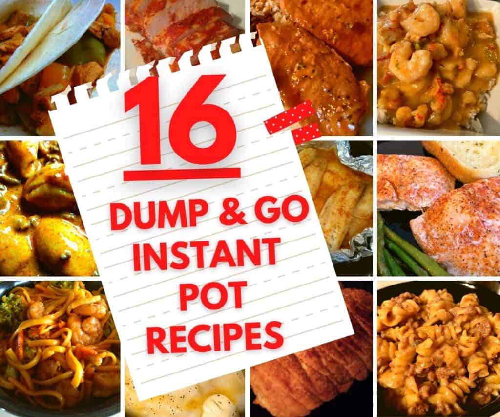 16 different prepared dump and go Instant Pot Meals.