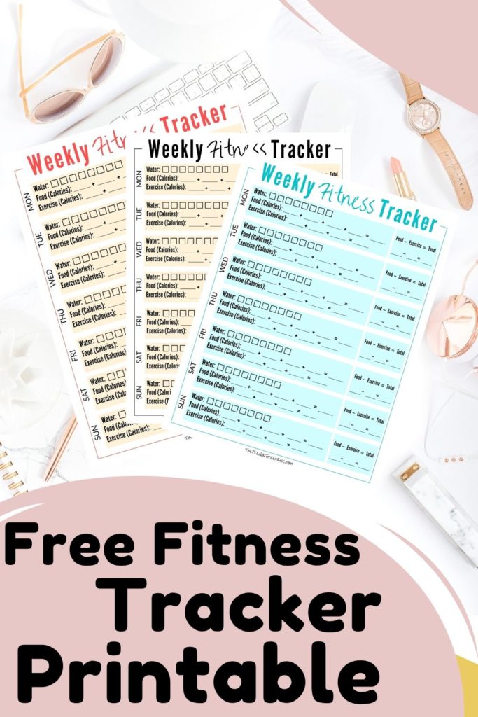 6 Free Fitness Tracker Printables in different colors.