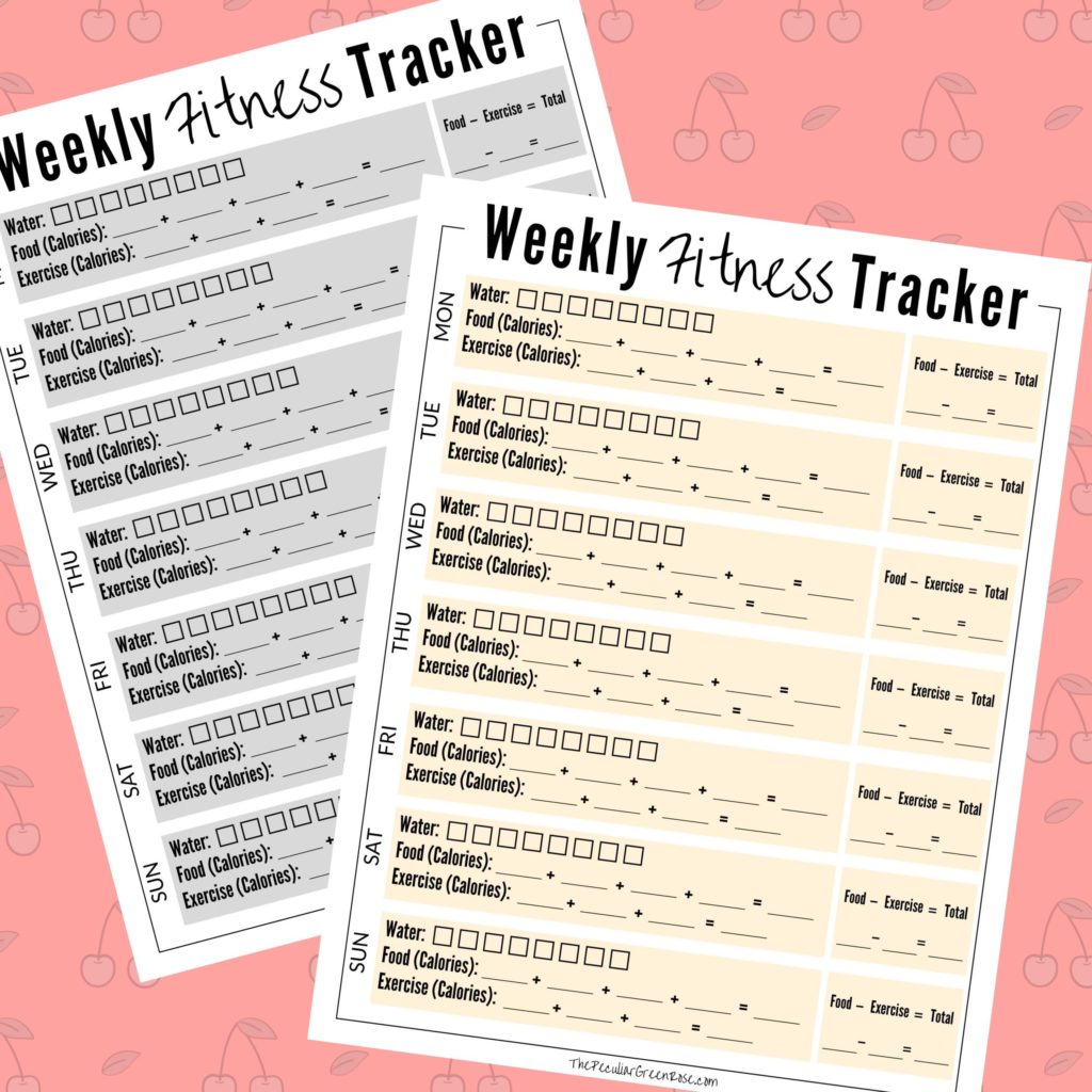 Black and White or Black and Tan Exercise Tracker Printable