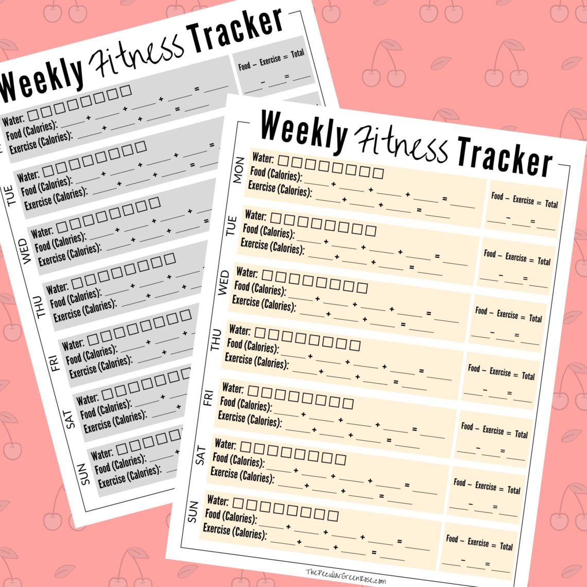 6 Free Weekly Fitness Tracker Printables - The Peculiar Green Rose