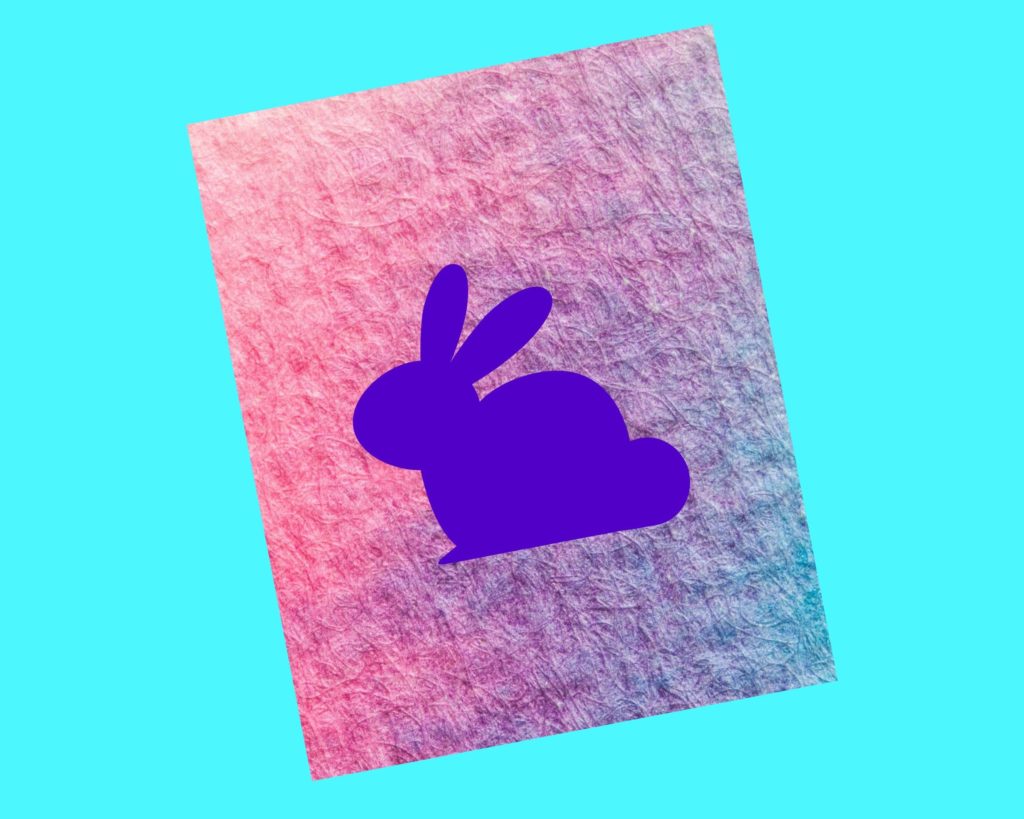 Purple Bunny Silhouette on a Tye Dye Background