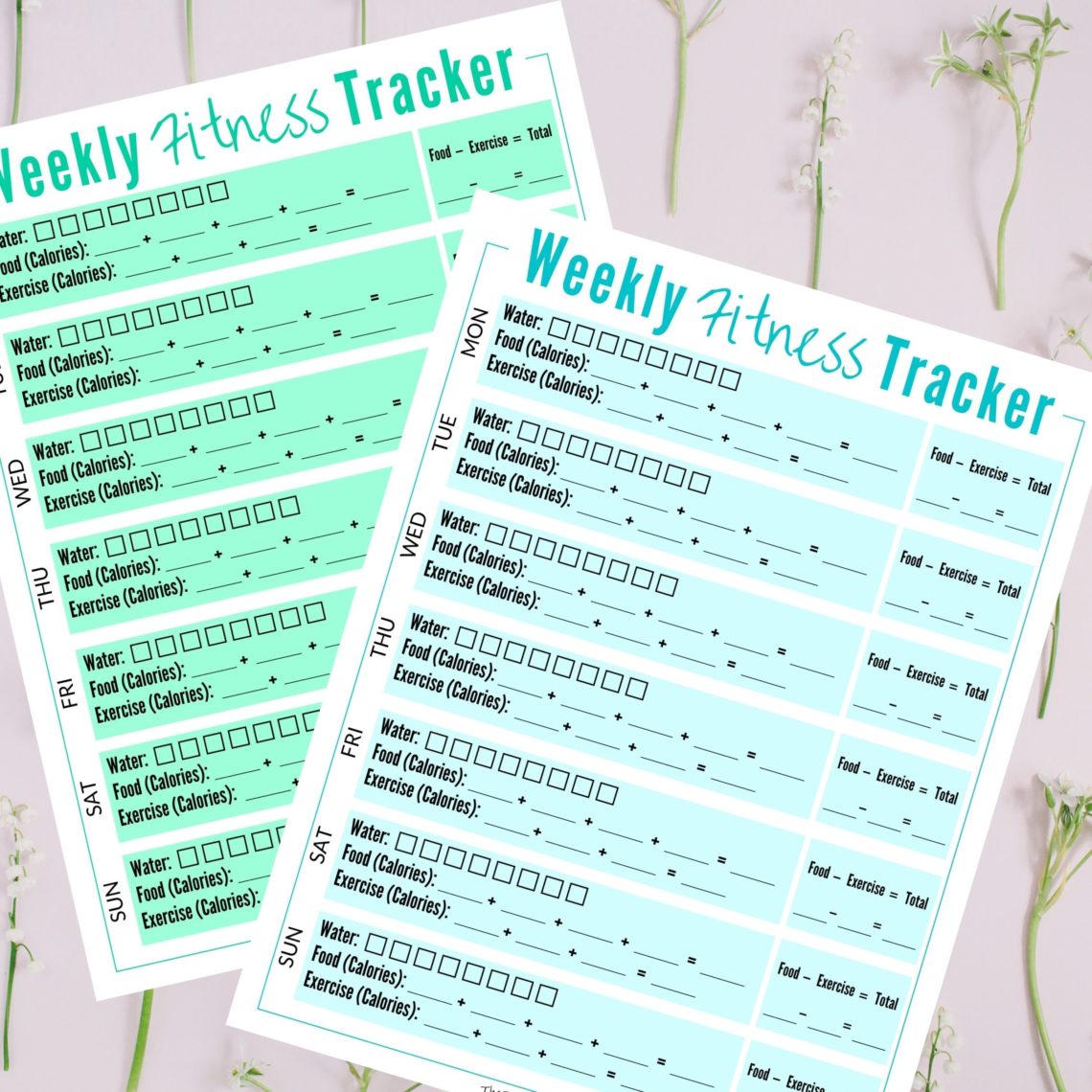 6 Free Weekly Fitness Tracker Printables - The Peculiar Green Rose