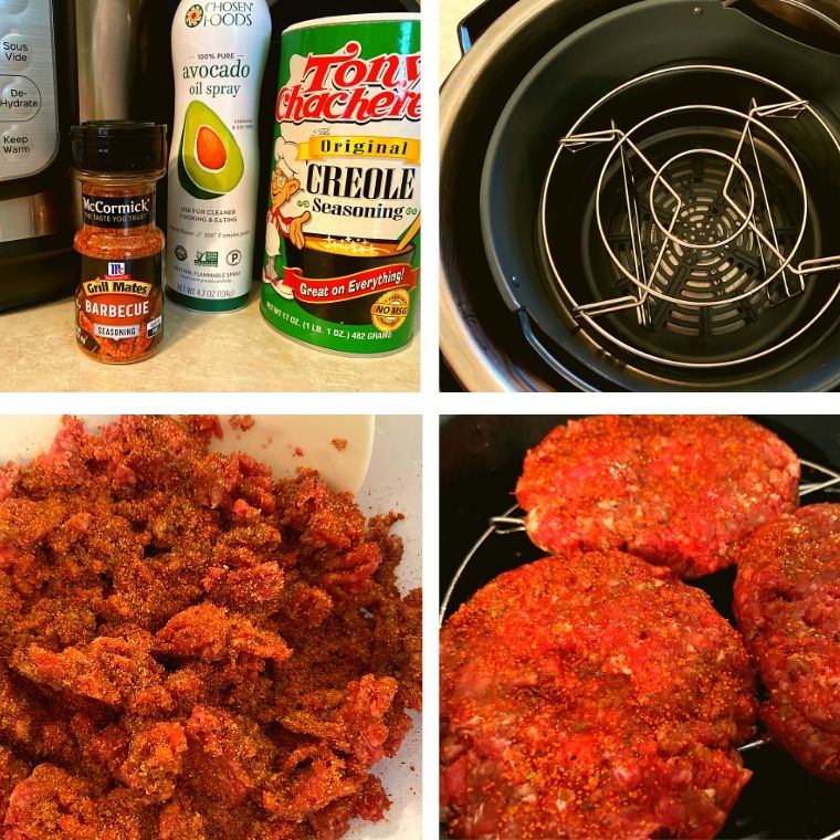 All the ingredients and seasoning to make Instant Pot BBQ Burgers.