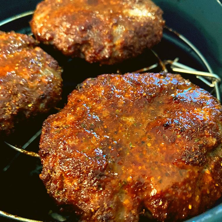 Cooked BBQ Hamburger patties in an Instant Pot.