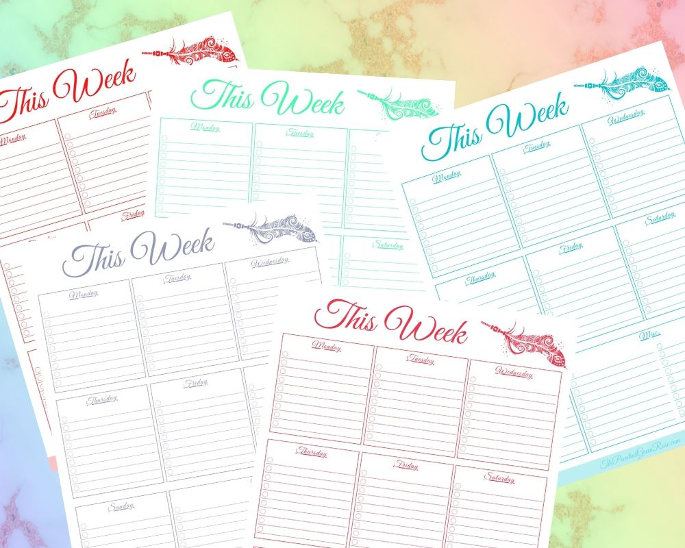 Different colored Weekly To Do List Templates