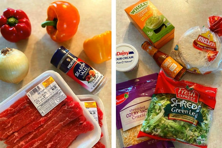 Ingredients to make Instant Pot Steak Fajitas