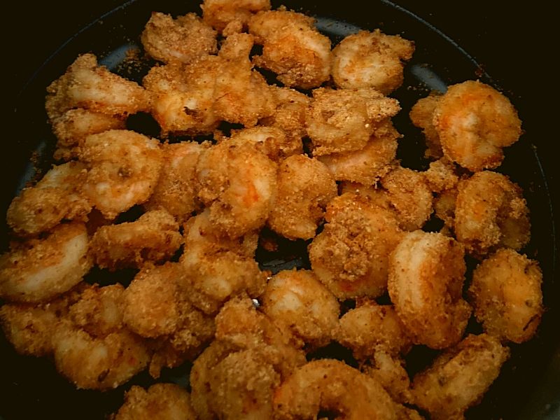 Cooked air fryer fried shrimp in a Instant Pot Duo Crisp.