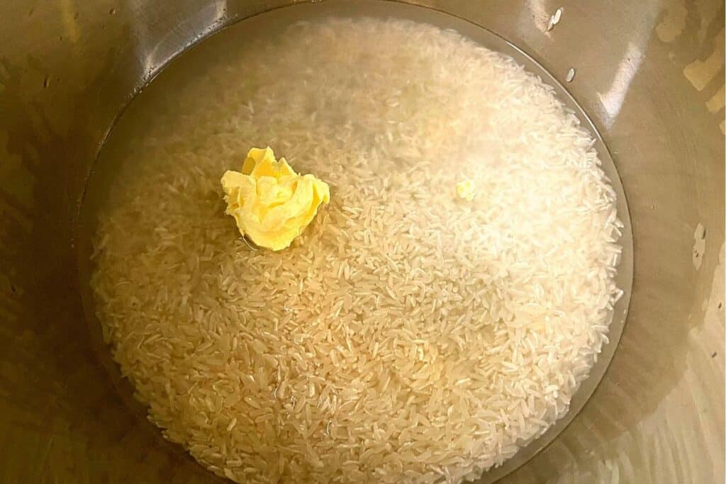 Uncooked Jasmine Rice in an Instant Pot with Butter