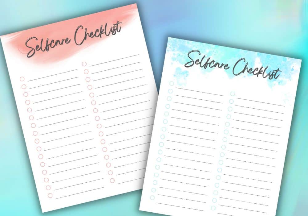 Blank Checklist for Self Care printable pdf